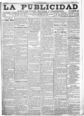 'La publicidad  : diario de avisos noticias y telegramas. Eco fiel de la opinión y verdadero defensor de los intereses morales y materiales de Granada y su provincia' - Año XXXV Número 9943  - 1915 Noviembre 19