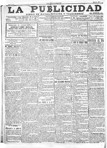 'La publicidad  : diario de avisos noticias y telegramas. Eco fiel de la opinión y verdadero defensor de los intereses morales y materiales de Granada y su provincia' - Año XXXV Número 9947  - 1915 Noviembre 23