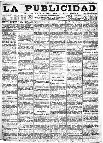 'La publicidad  : diario de avisos noticias y telegramas. Eco fiel de la opinión y verdadero defensor de los intereses morales y materiales de Granada y su provincia' - Año XXXV Número 9954  - 1915 Diciembre 01