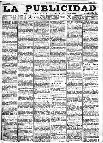 'La publicidad  : diario de avisos noticias y telegramas. Eco fiel de la opinión y verdadero defensor de los intereses morales y materiales de Granada y su provincia' - Año XXXV Número 9963  - 1915 Diciembre 10