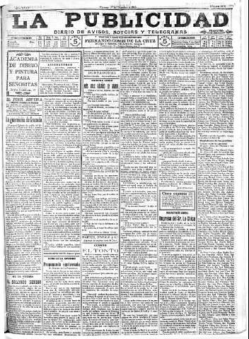 'La publicidad  : diario de avisos noticias y telegramas. Eco fiel de la opinión y verdadero defensor de los intereses morales y materiales de Granada y su provincia' - Año XXXV Número 9970  - 1915 Diciembre 17