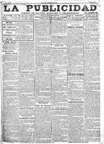 'La publicidad  : diario de avisos noticias y telegramas. Eco fiel de la opinión y verdadero defensor de los intereses morales y materiales de Granada y su provincia' - Año XXXV Número 9976  - 1915 Diciembre 23