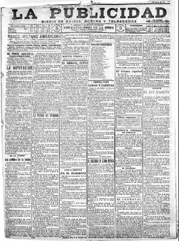 'La publicidad  : diario de avisos noticias y telegramas. Eco fiel de la opinión y verdadero defensor de los intereses morales y materiales de Granada y su provincia' - Año XXXVI Número 10044  - 1916 Marzo 01
