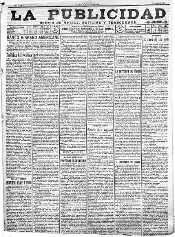 'La publicidad  : diario de avisos noticias y telegramas. Eco fiel de la opinión y verdadero defensor de los intereses morales y materiales de Granada y su provincia' - Año XXXVI Número 10046  - 1916 Marzo 03