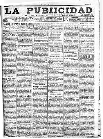 'La publicidad  : diario de avisos noticias y telegramas. Eco fiel de la opinión y verdadero defensor de los intereses morales y materiales de Granada y su provincia' - Año XXXVI Número 10058  - 1916 Marzo 16