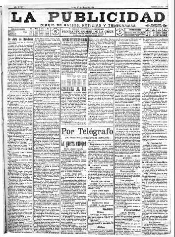 'La publicidad  : diario de avisos noticias y telegramas. Eco fiel de la opinión y verdadero defensor de los intereses morales y materiales de Granada y su provincia' - Año XXXVI Número 10069  - 1916 Marzo 27