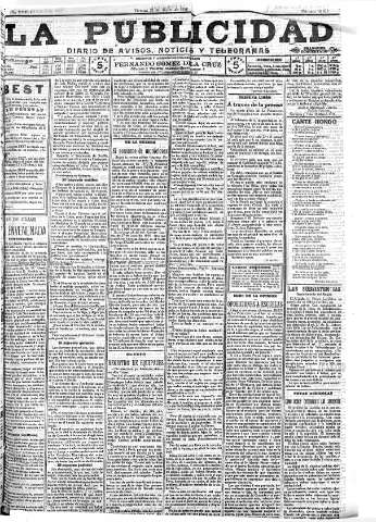 'La publicidad  : diario de avisos noticias y telegramas. Eco fiel de la opinión y verdadero defensor de los intereses morales y materiales de Granada y su provincia' - Año XXXVI Número 10073  - 1916 Marzo 31
