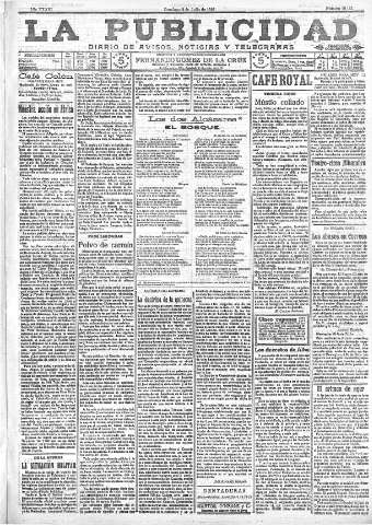 'La publicidad  : diario de avisos noticias y telegramas. Eco fiel de la opinión y verdadero defensor de los intereses morales y materiales de Granada y su provincia' - Año XXXVI Número 10163  - 1916 Julio 02