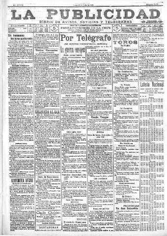 'La publicidad  : diario de avisos noticias y telegramas. Eco fiel de la opinión y verdadero defensor de los intereses morales y materiales de Granada y su provincia' - Año XXXVI Número 10164  - 1916 Julio 03