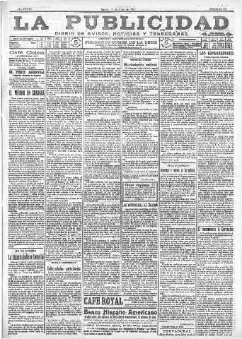 'La publicidad  : diario de avisos noticias y telegramas. Eco fiel de la opinión y verdadero defensor de los intereses morales y materiales de Granada y su provincia' - Año XXXVI Número 10172  - 1916 Julio 11