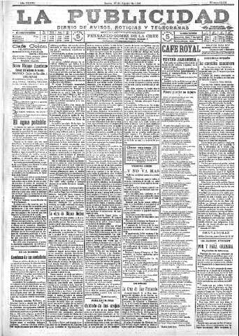 'La publicidad  : diario de avisos noticias y telegramas. Eco fiel de la opinión y verdadero defensor de los intereses morales y materiales de Granada y su provincia' - Año XXXVI Número 10201  - 1916 Agosto 10