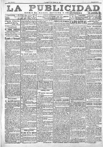 'La publicidad  : diario de avisos noticias y telegramas. Eco fiel de la opinión y verdadero defensor de los intereses morales y materiales de Granada y su provincia' - Año XXXVI Número 10204  - 1916 Agosto 13