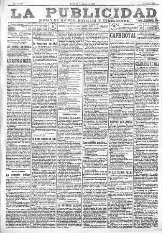 'La publicidad  : diario de avisos noticias y telegramas. Eco fiel de la opinión y verdadero defensor de los intereses morales y materiales de Granada y su provincia' - Año XXXVI Número 10213  - 1916 Agosto 22