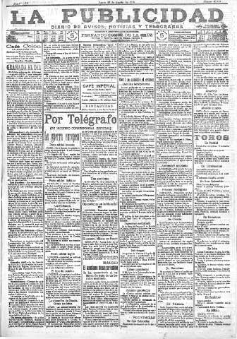 'La publicidad  : diario de avisos noticias y telegramas. Eco fiel de la opinión y verdadero defensor de los intereses morales y materiales de Granada y su provincia' - Año XXXVI Número 10219  - 1916 Agosto 28