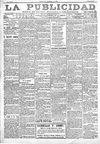 'La publicidad  : diario de avisos noticias y telegramas. Eco fiel de la opinión y verdadero defensor de los intereses morales y materiales de Granada y su provincia' - Año XXXVI Número 10232  - 1916 Septiembre 10