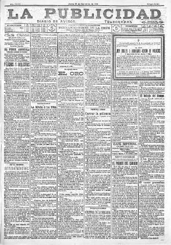 'La publicidad  : diario de avisos noticias y telegramas. Eco fiel de la opinión y verdadero defensor de los intereses morales y materiales de Granada y su provincia' - Año XXXVI Número 10250  - 1916 Septiembre 28