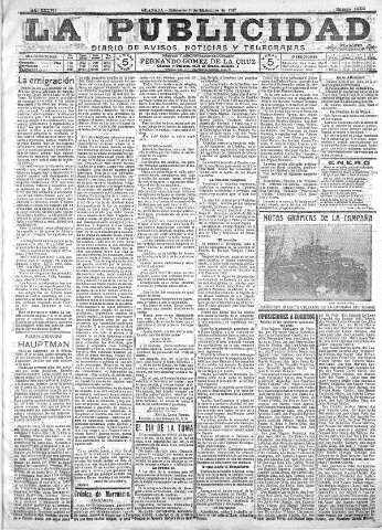 'La publicidad  : diario de avisos noticias y telegramas. Eco fiel de la opinión y verdadero defensor de los intereses morales y materiales de Granada y su provincia' - Año XXXVII Número 10333  - 1917 Enero 03