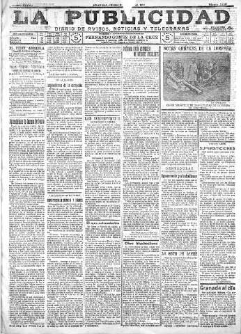'La publicidad  : diario de avisos noticias y telegramas. Eco fiel de la opinión y verdadero defensor de los intereses morales y materiales de Granada y su provincia' - Año XXXVII Número 10340  - 1917 Enero 09