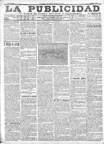 'La publicidad  : diario de avisos noticias y telegramas. Eco fiel de la opinión y verdadero defensor de los intereses morales y materiales de Granada y su provincia' - Año XXXVII Número 10351  - 1917 Enero 21