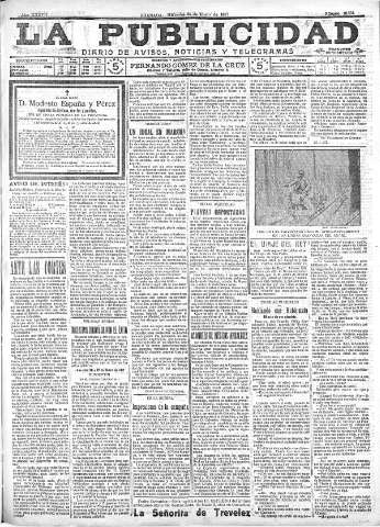 'La publicidad  : diario de avisos noticias y telegramas. Eco fiel de la opinión y verdadero defensor de los intereses morales y materiales de Granada y su provincia' - Año XXXVII Número 10354  - 1917 Enero 24