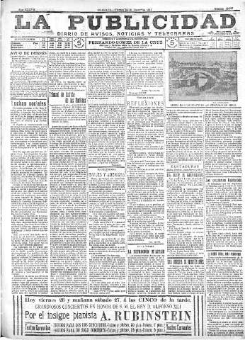 'La publicidad  : diario de avisos noticias y telegramas. Eco fiel de la opinión y verdadero defensor de los intereses morales y materiales de Granada y su provincia' - Año XXXVII Número 10356  - 1917 Enero 26