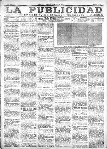'La publicidad  : diario de avisos noticias y telegramas. Eco fiel de la opinión y verdadero defensor de los intereses morales y materiales de Granada y su provincia' - Año XXXVII Número 10368  - 1917 Febrero 07