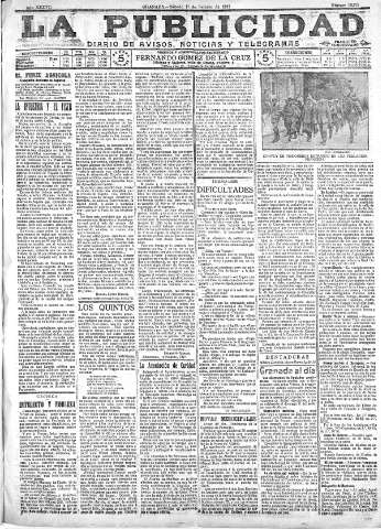 'La publicidad  : diario de avisos noticias y telegramas. Eco fiel de la opinión y verdadero defensor de los intereses morales y materiales de Granada y su provincia' - Año XXXVII Número 10378  - 1917 Febrero 17