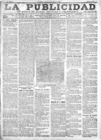 'La publicidad  : diario de avisos noticias y telegramas. Eco fiel de la opinión y verdadero defensor de los intereses morales y materiales de Granada y su provincia' - Año XXXVII Número 10393  - 1917 Marzo 04