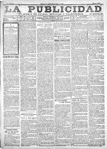 'La publicidad  : diario de avisos noticias y telegramas. Eco fiel de la opinión y verdadero defensor de los intereses morales y materiales de Granada y su provincia' - Año XXXVII Número 10395  - 1917 Marzo 06
