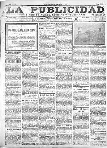 'La publicidad  : diario de avisos noticias y telegramas. Eco fiel de la opinión y verdadero defensor de los intereses morales y materiales de Granada y su provincia' - Año XXXVII Número 10402  - 1917 Marzo 13