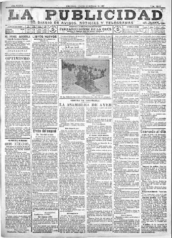 'La publicidad  : diario de avisos noticias y telegramas. Eco fiel de la opinión y verdadero defensor de los intereses morales y materiales de Granada y su provincia' - Año XXXVII Número 10405  - 1917 Marzo 16