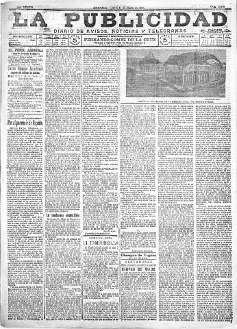 'La publicidad  : diario de avisos noticias y telegramas. Eco fiel de la opinión y verdadero defensor de los intereses morales y materiales de Granada y su provincia' - Año XXXVII Número 10408  - 1917 Marzo 19