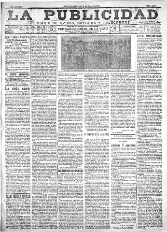 'La publicidad  : diario de avisos noticias y telegramas. Eco fiel de la opinión y verdadero defensor de los intereses morales y materiales de Granada y su provincia' - Año XXXVII Número 10416  - 1917 Marzo 27