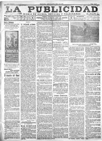'La publicidad  : diario de avisos noticias y telegramas. Eco fiel de la opinión y verdadero defensor de los intereses morales y materiales de Granada y su provincia' - Año XXXVII Número 10417  - 1917 Marzo 28