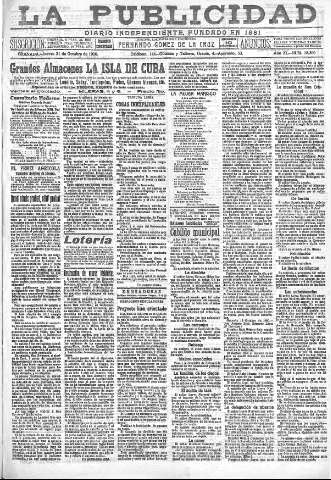 'La publicidad  : diario de avisos noticias y telegramas. Eco fiel de la opinión y verdadero defensor de los intereses morales y materiales de Granada y su provincia' - Año XL Número 18369  - 1920 Octubre 21
