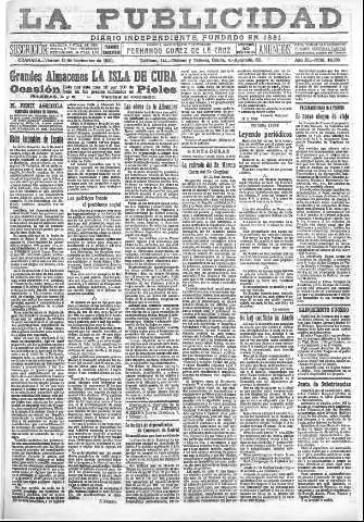'La publicidad  : diario de avisos noticias y telegramas. Eco fiel de la opinión y verdadero defensor de los intereses morales y materiales de Granada y su provincia' - Año XL Número 18388  - 1920 Noviembre 12