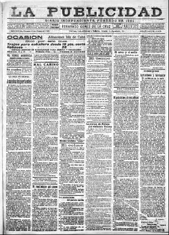 'La publicidad  : diario de avisos noticias y telegramas. Eco fiel de la opinión y verdadero defensor de los intereses morales y materiales de Granada y su provincia' - Año XLI Número 18438  - 1921 Enero 13