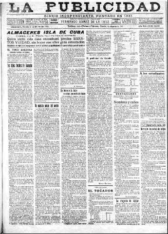 'La publicidad  : diario de avisos noticias y telegramas. Eco fiel de la opinión y verdadero defensor de los intereses morales y materiales de Granada y su provincia' - Año XLI Número 18479  - 1921 Marzo 04