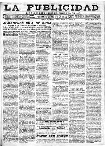 'La publicidad  : diario de avisos noticias y telegramas. Eco fiel de la opinión y verdadero defensor de los intereses morales y materiales de Granada y su provincia' - Año XLI Número 18481  - 1921 Marzo 06