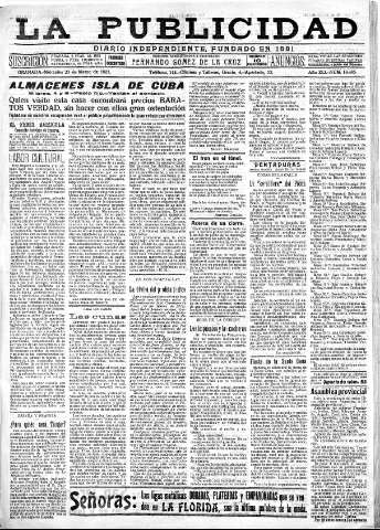 'La publicidad  : diario de avisos noticias y telegramas. Eco fiel de la opinión y verdadero defensor de los intereses morales y materiales de Granada y su provincia' - Año XLI Número 18495  - 1921 Marzo 23