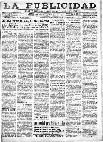 'La publicidad  : diario de avisos noticias y telegramas. Eco fiel de la opinión y verdadero defensor de los intereses morales y materiales de Granada y su provincia' - Año XLI Número 18498  - 1921 Marzo 27