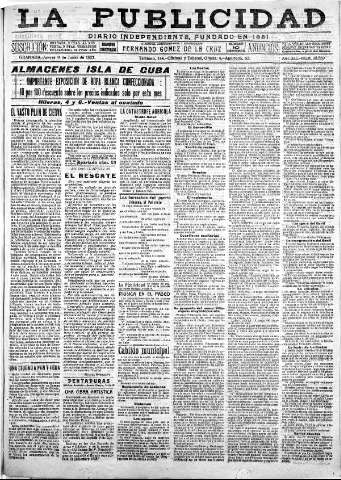 'La publicidad  : diario de avisos noticias y telegramas. Eco fiel de la opinión y verdadero defensor de los intereses morales y materiales de Granada y su provincia' - Año XLI Número 18559  - 1921 Junio 09