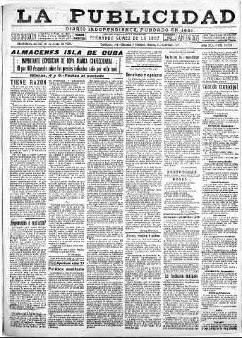'La publicidad  : diario de avisos noticias y telegramas. Eco fiel de la opinión y verdadero defensor de los intereses morales y materiales de Granada y su provincia' - Año XLI Número 18565  - 1921 Junio 16