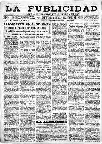 'La publicidad  : diario de avisos noticias y telegramas. Eco fiel de la opinión y verdadero defensor de los intereses morales y materiales de Granada y su provincia' - Año XLI Número 18570  - 1921 Junio 22