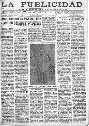 'La publicidad  : diario de avisos noticias y telegramas. Eco fiel de la opinión y verdadero defensor de los intereses morales y materiales de Granada y su provincia' - Año XLI Número 18709  - 1921 Diciembre 06