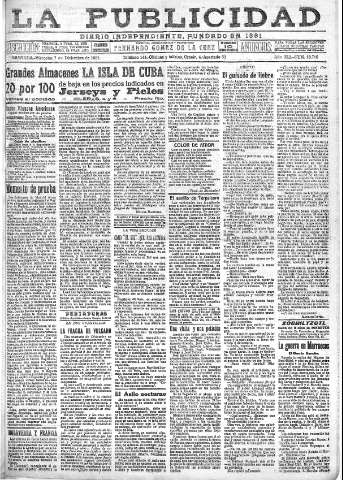 'La publicidad  : diario de avisos noticias y telegramas. Eco fiel de la opinión y verdadero defensor de los intereses morales y materiales de Granada y su provincia' - Año XLI Número 18710  - 1921 Diciembre 07