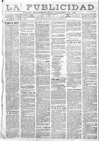 'La publicidad  : diario de avisos noticias y telegramas. Eco fiel de la opinión y verdadero defensor de los intereses morales y materiales de Granada y su provincia' - Año XLII Número 18731  - 1922 Enero 03