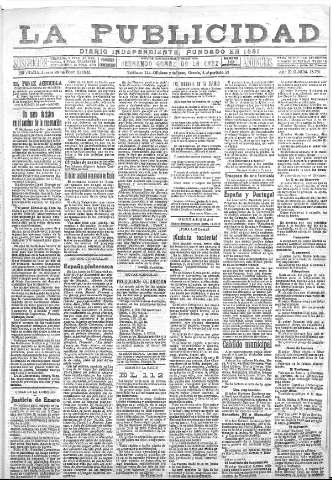 'La publicidad  : diario de avisos noticias y telegramas. Eco fiel de la opinión y verdadero defensor de los intereses morales y materiales de Granada y su provincia' - Año XLII Número 18751  - 1922 Enero 26