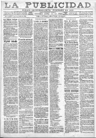 'La publicidad  : diario de avisos noticias y telegramas. Eco fiel de la opinión y verdadero defensor de los intereses morales y materiales de Granada y su provincia' - Año XLII Número 18757  - 1922 Febrero 02
