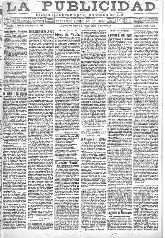 'La publicidad  : diario de avisos noticias y telegramas. Eco fiel de la opinión y verdadero defensor de los intereses morales y materiales de Granada y su provincia' - Año XLII Número 18792  - 1922 Marzo 18
